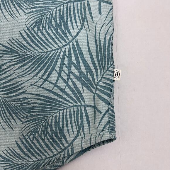 Hang Ten Button Up Shirt Mens Medium Short Sleeve‎ Linen Tropical Cabana Resort - Picture 7 of 14